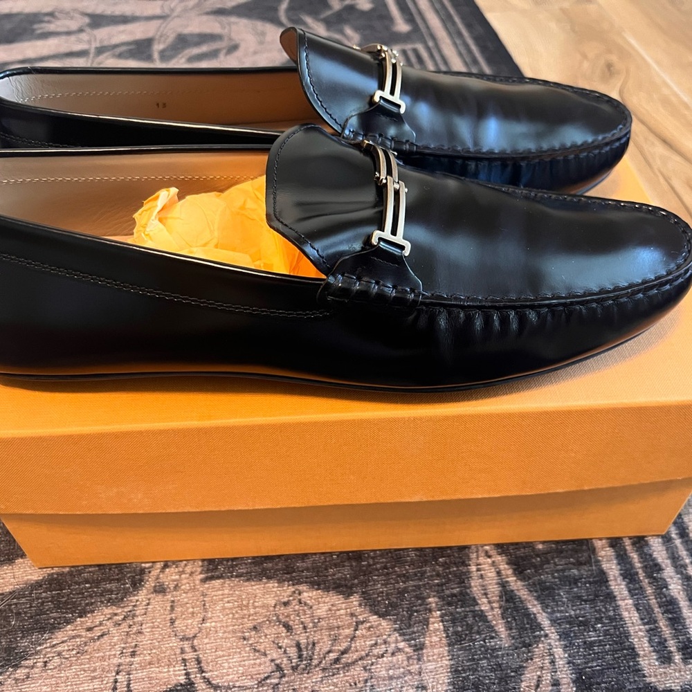 Tod's Black Leather Bit Loafers